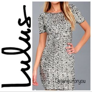 Lulus Nights on Broadway Silver Sequin Bodycon Dress Size Small NWT